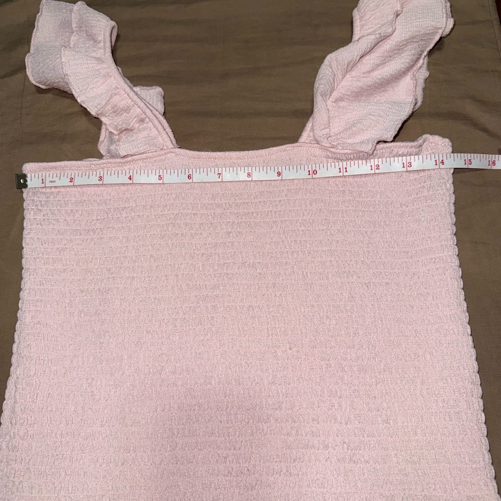 Elegant Ruffled Pink Crop Top - Picture 5 of 6